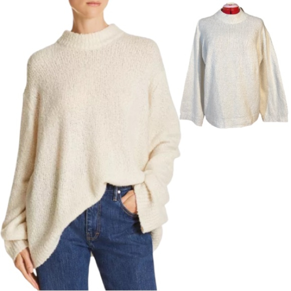 Elizabeth and James White Josette Bouclé Oversized Sweater Size Medium